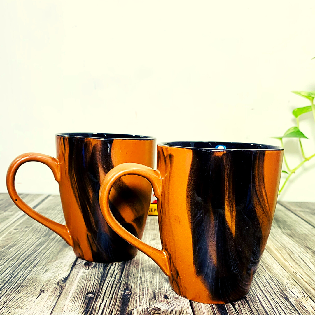 Homefrills Ceramic Hand Crafted Glossy Ceramic Coffee Mugs (Brown) Suitable for Coffee, Tea, Juice, Cappuccino, etc. (275ml) Set of 2